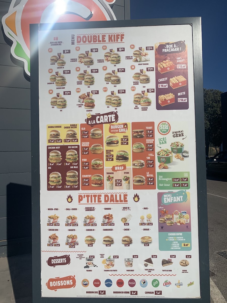 G LA DALLE Miramas Menu 1