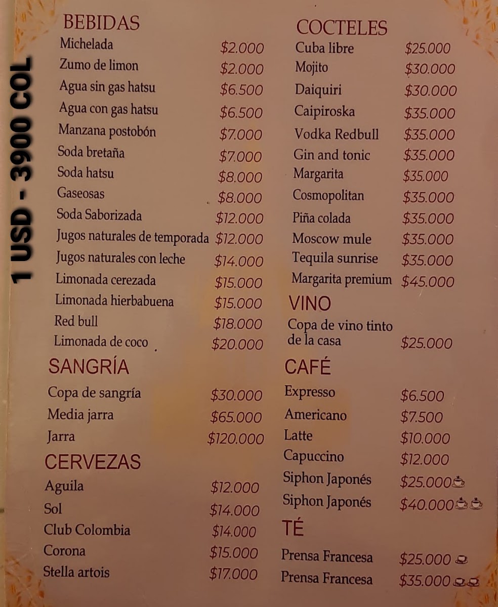 La Catedral Restaurante Menu 4