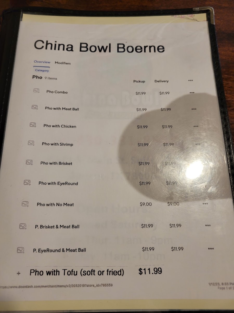China Bowl Menu 9