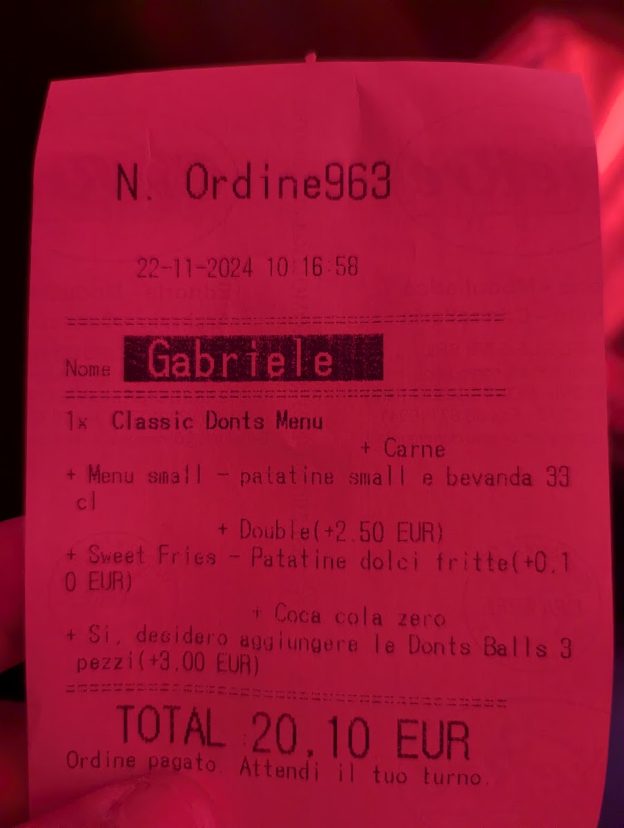 Donts - Trastevere Menu 6