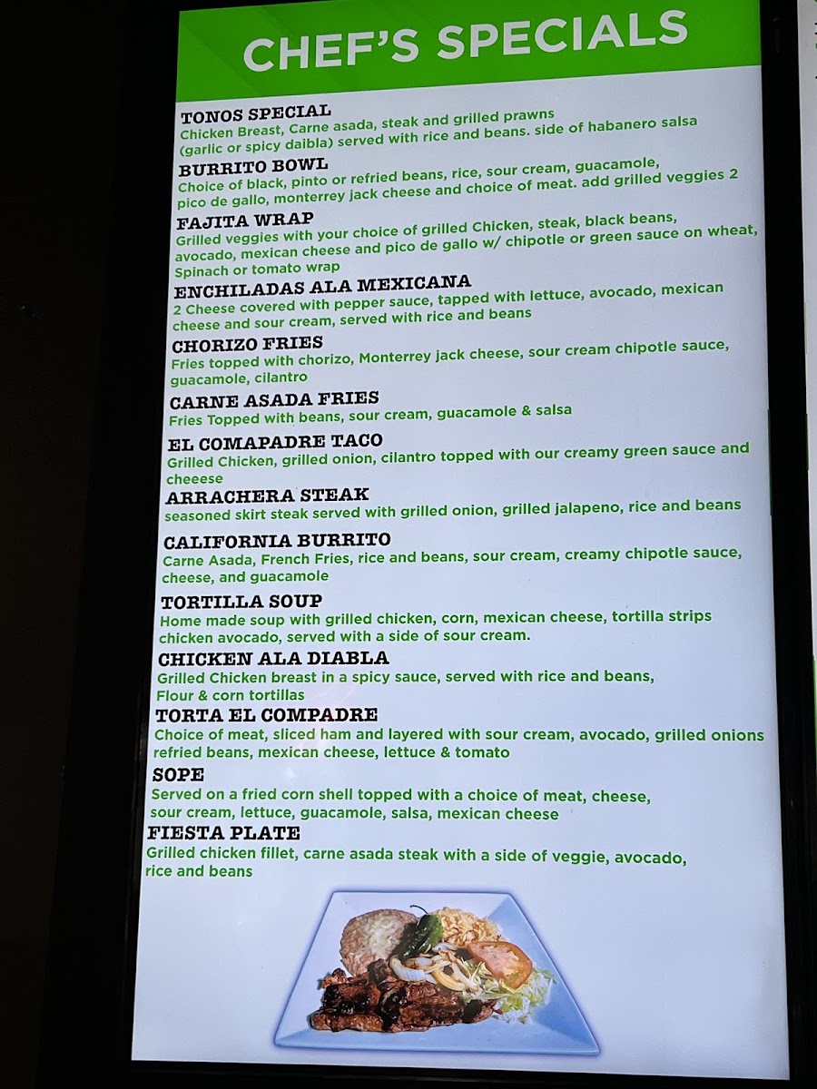 Taqueria El Compadre Menu 2
