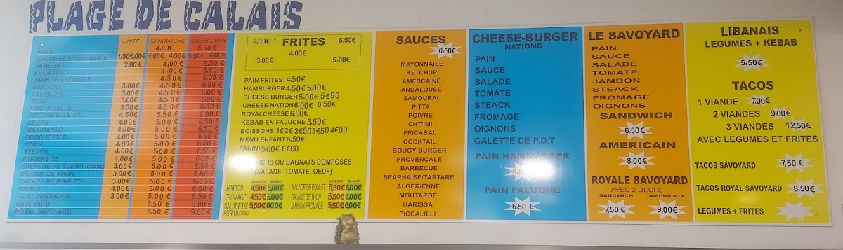 Friterie des Nations Menu 9