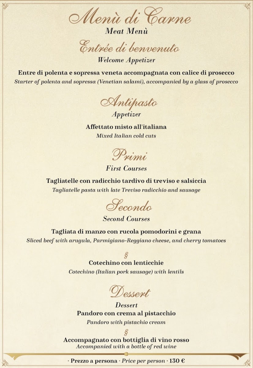 Restaurant Anonimo Veneziano Menu 1