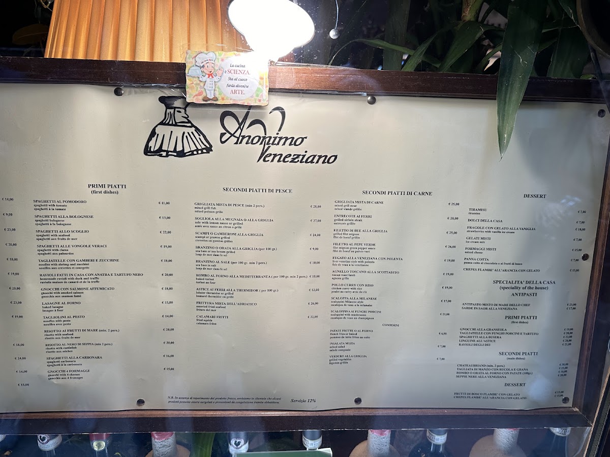 Restaurant Anonimo Veneziano Menu 2