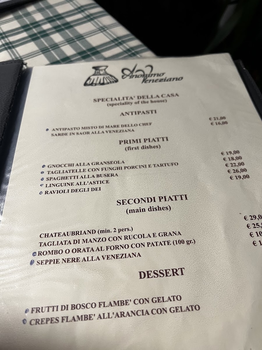 Restaurant Anonimo Veneziano Menu 4