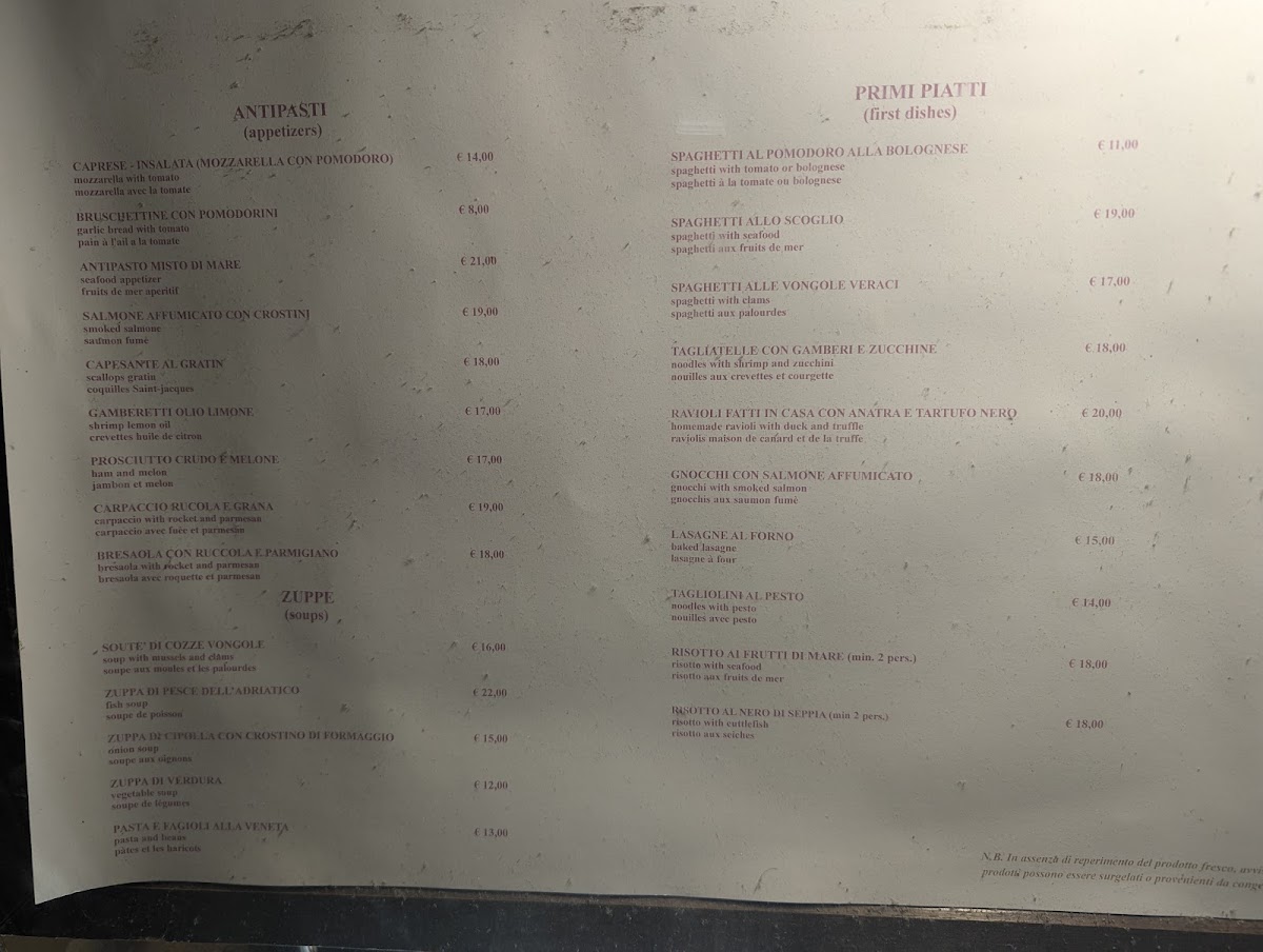 Restaurant Anonimo Veneziano Menu 5