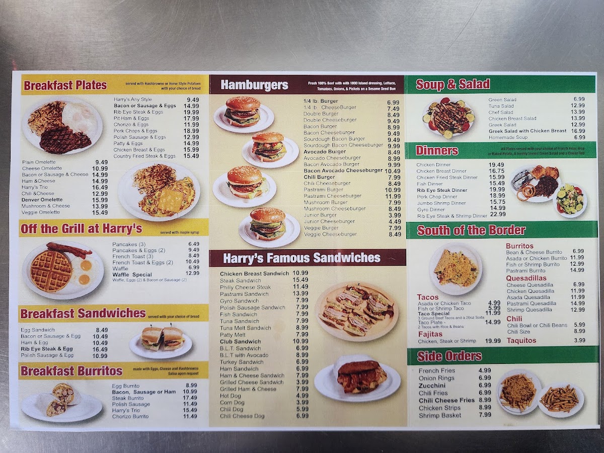 Harry's Place Menu 1