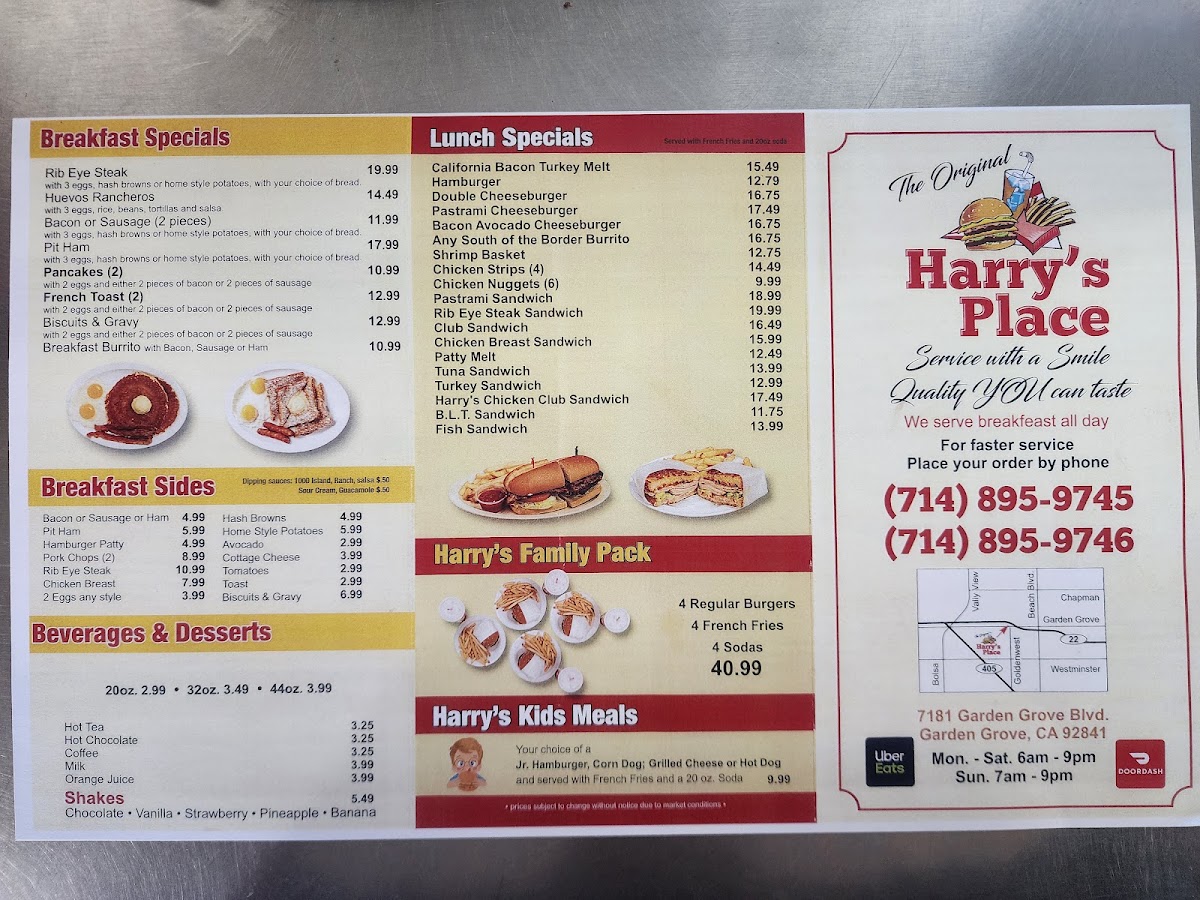 Harry's Place Menu 2