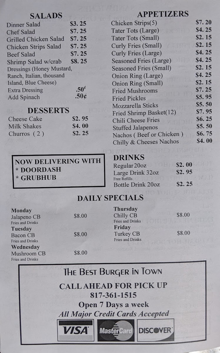 J's Restaurant Menu 4