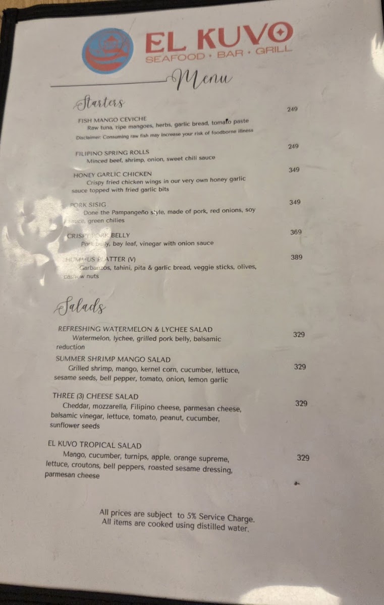 El Kuvo Menu 1