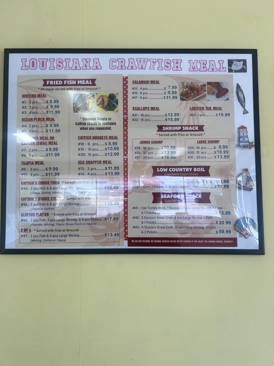 Louisiana Crawfish Menu 1