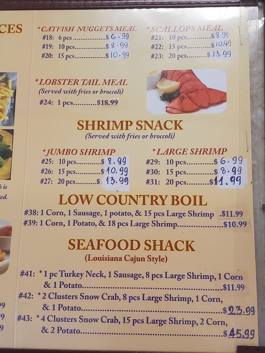Louisiana Crawfish Menu 2