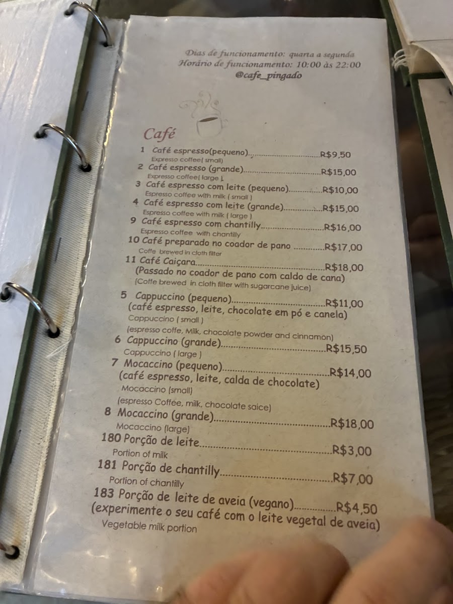 Café Pingado Menu 2