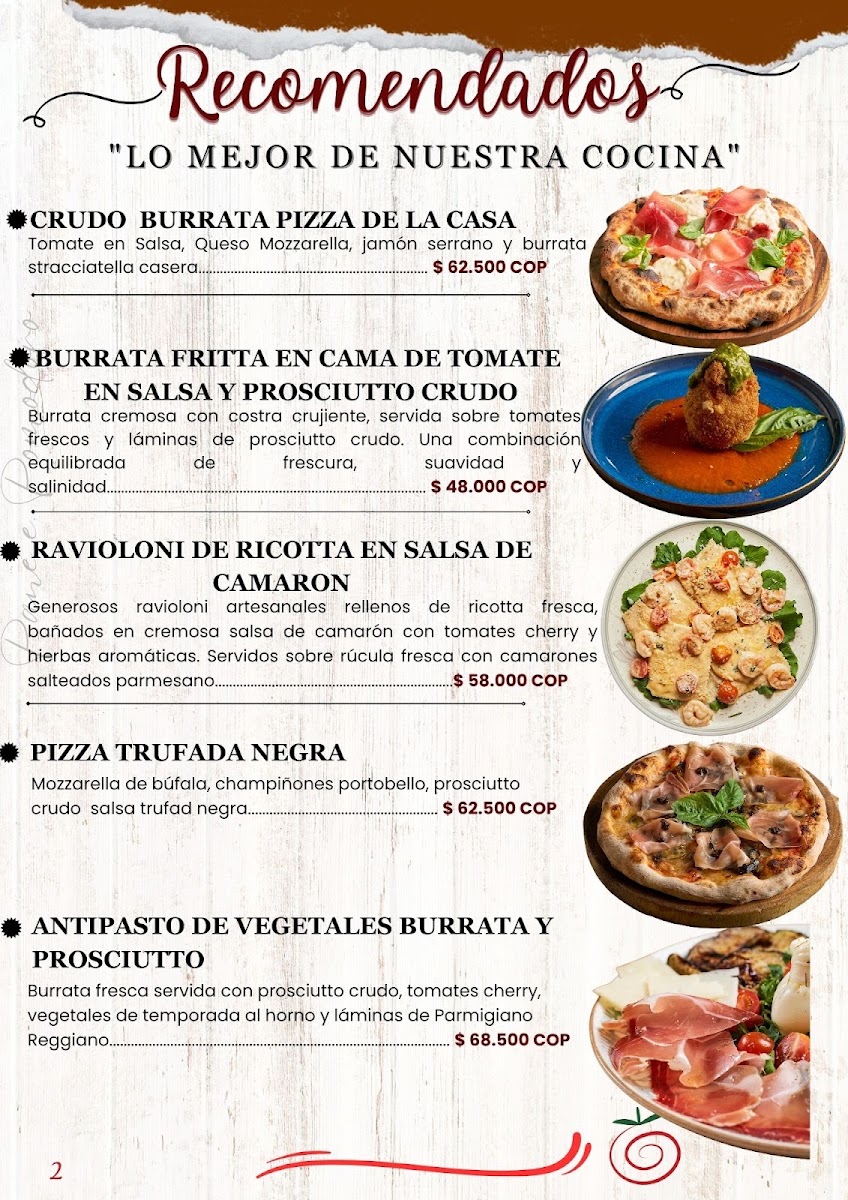 Pane e Pomodoro Laureles Menu 1