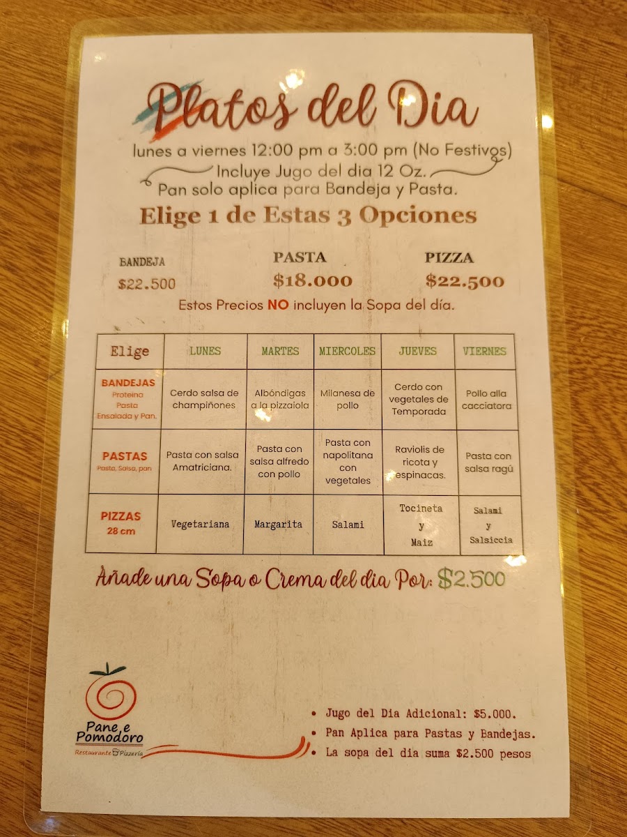 Pane e Pomodoro Laureles Menu 5