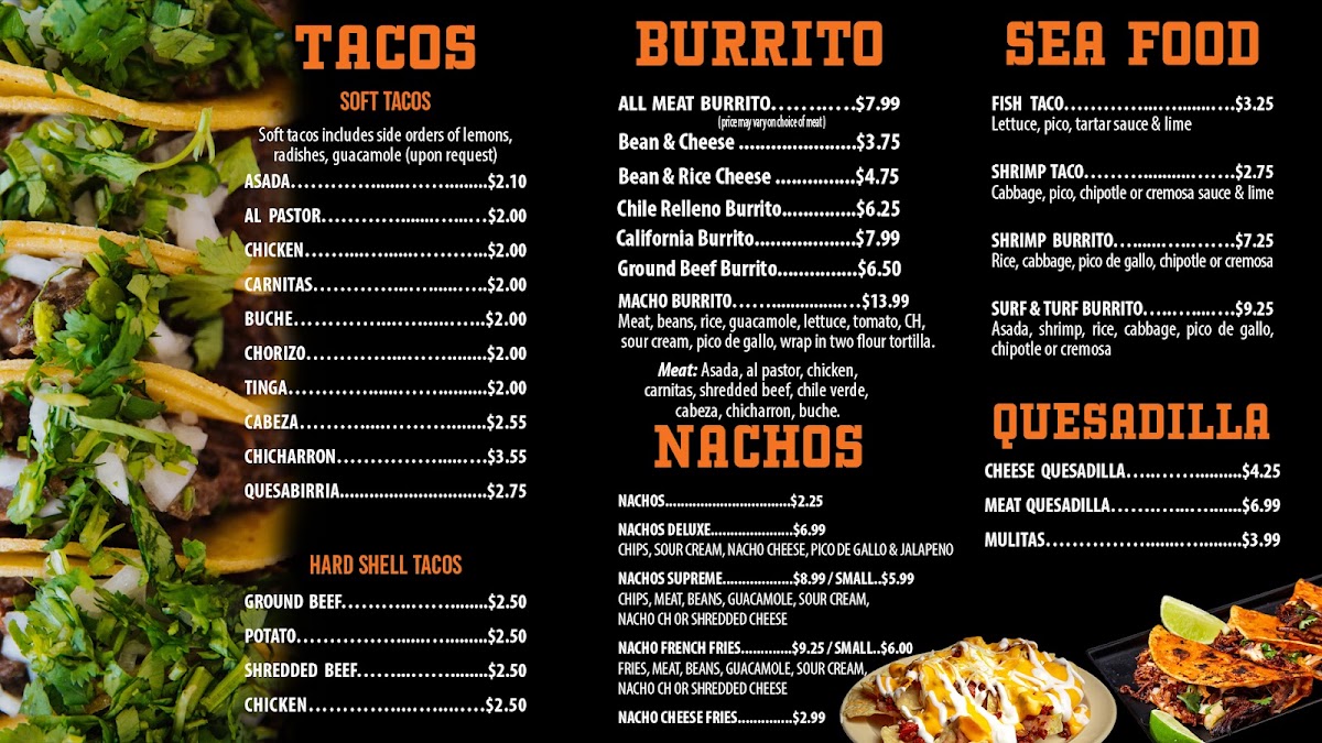 Juanito's Tacos Menu 2