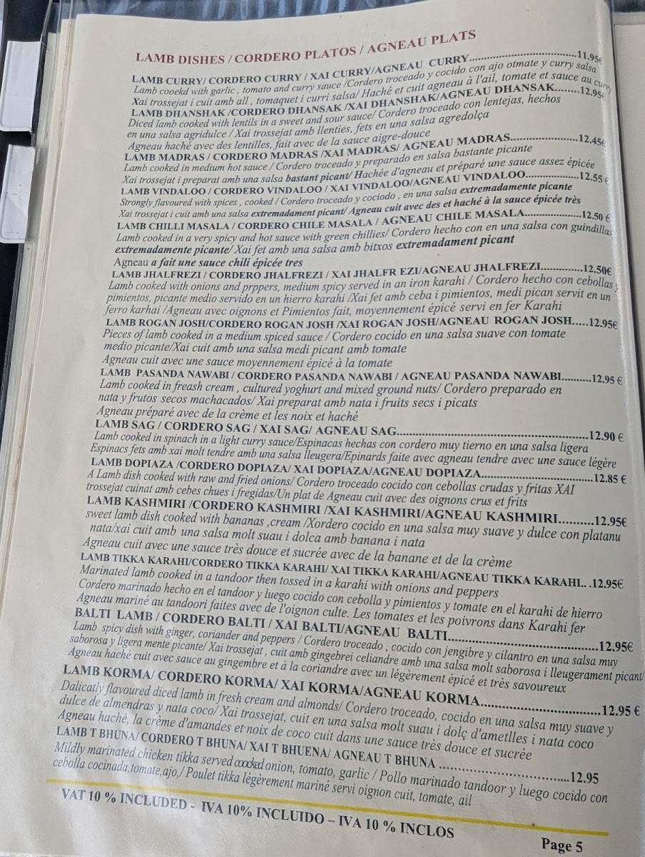 Masala Indian Restaurant Menu 5