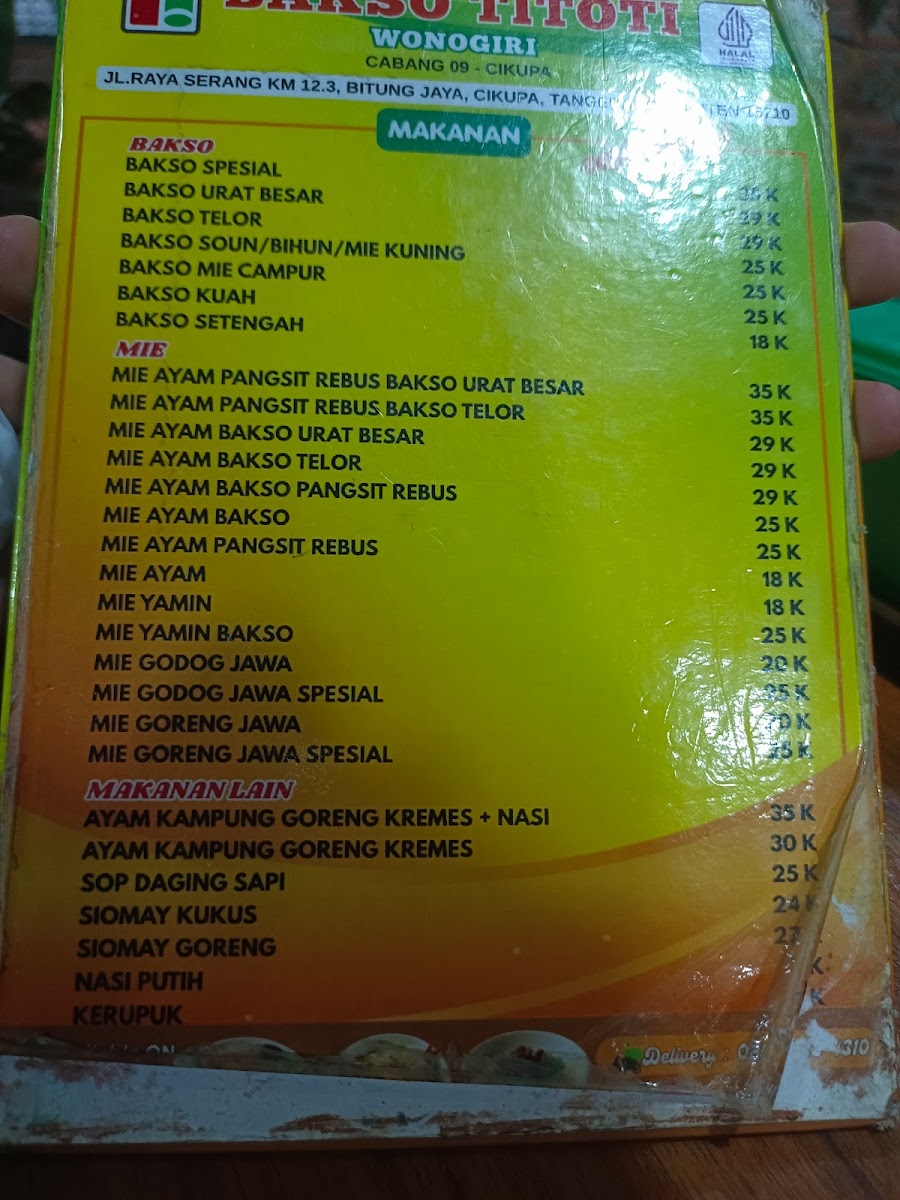Bakso Titoti Wonogiri Cabang Cikupa Menu 1