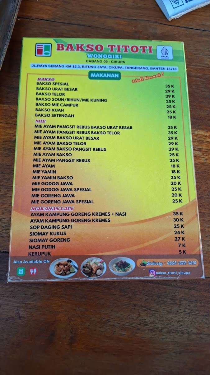Bakso Titoti Wonogiri Cabang Cikupa Menu 2