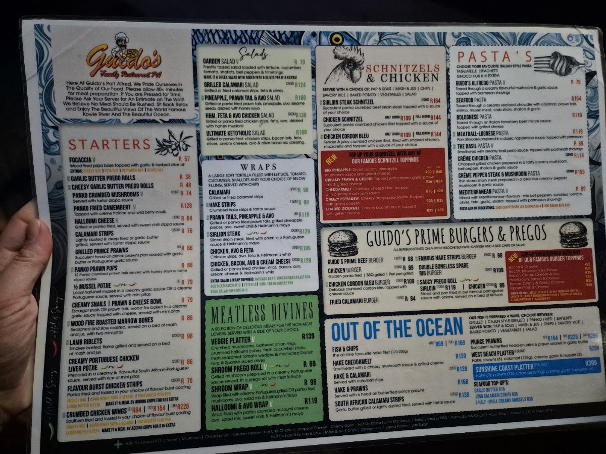 Guido's Port Alfred Menu 5