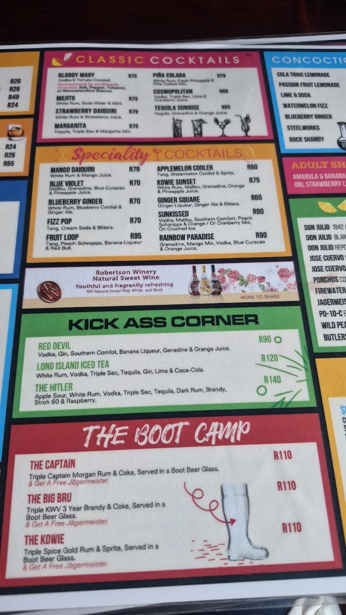 Guido's Port Alfred Menu 9