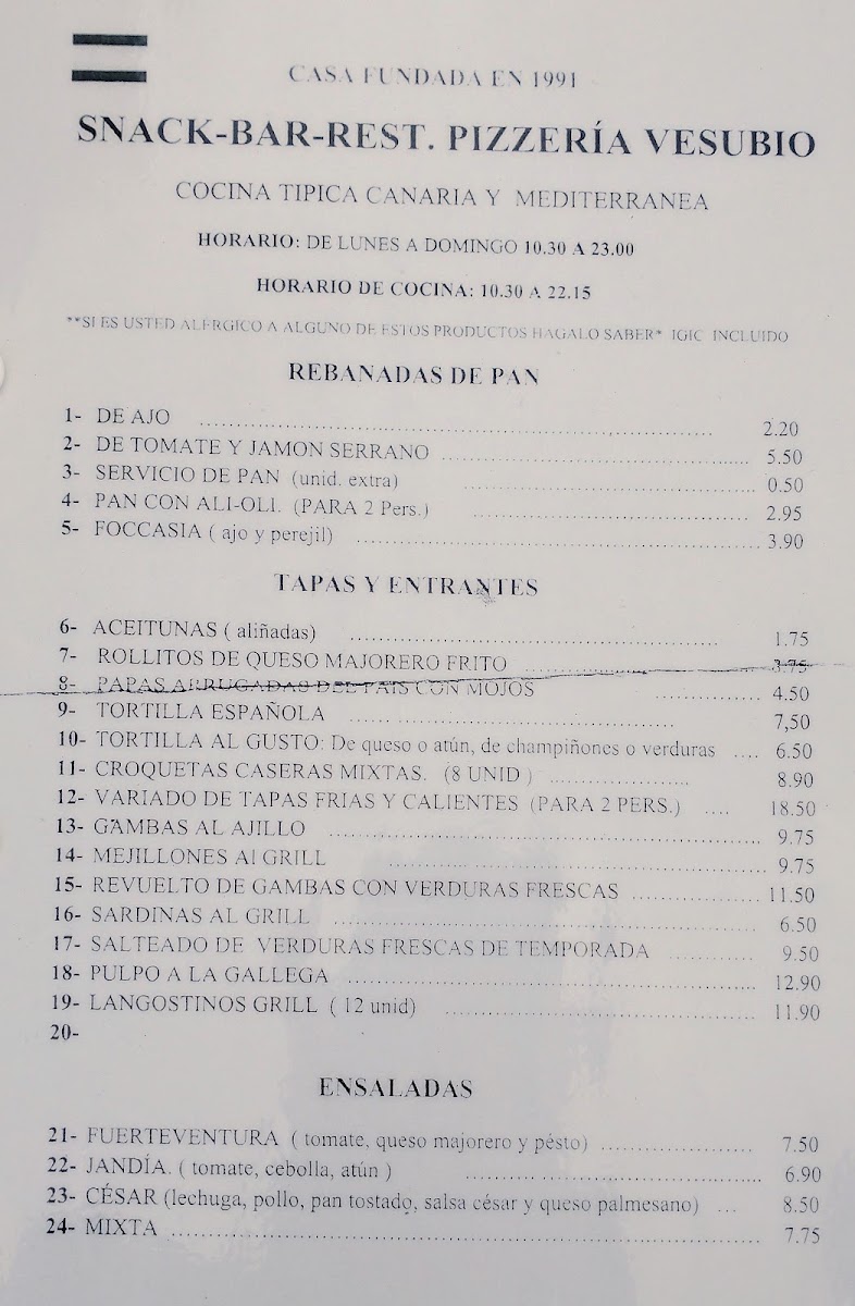 Vesubio Restaurante Menu 3
