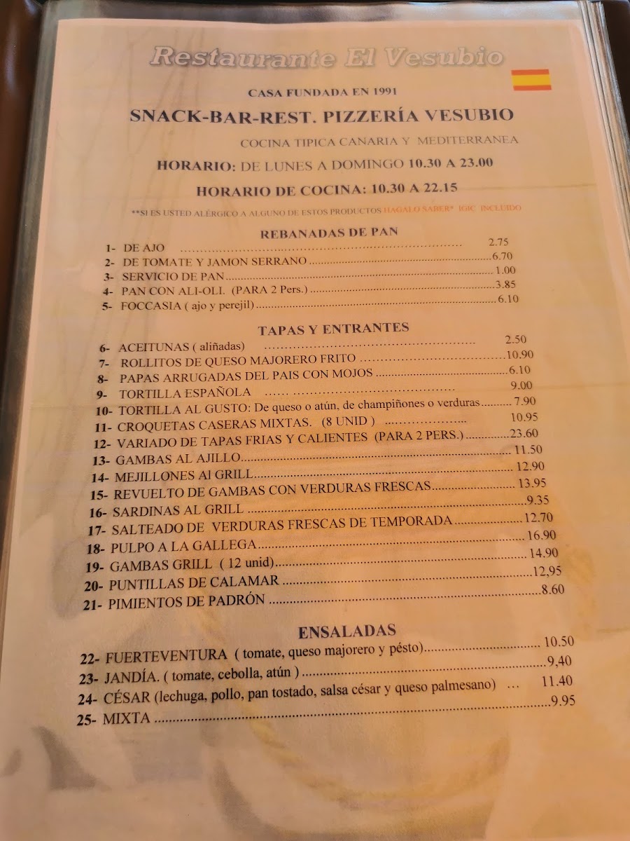 Vesubio Restaurante Menu 5