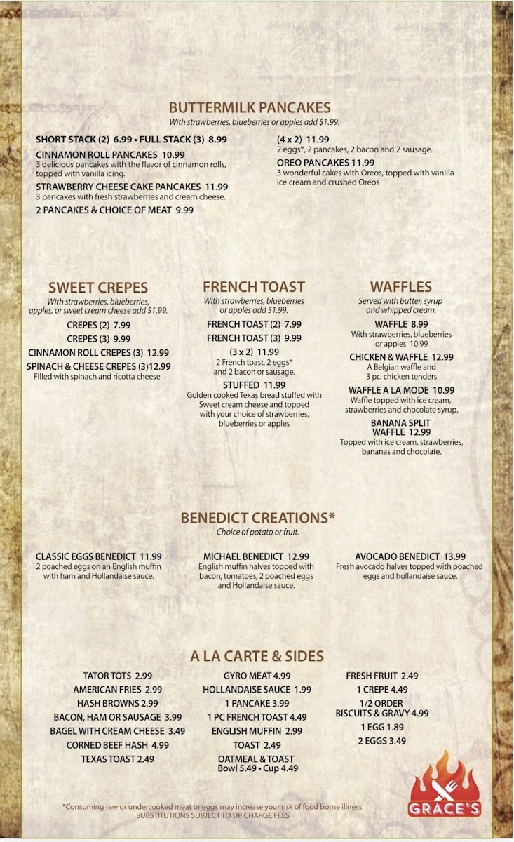 Grace's Restaurant Menu 4
