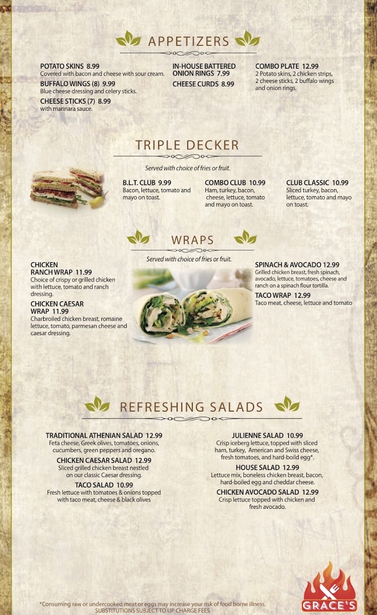 Grace's Restaurant Menu 5
