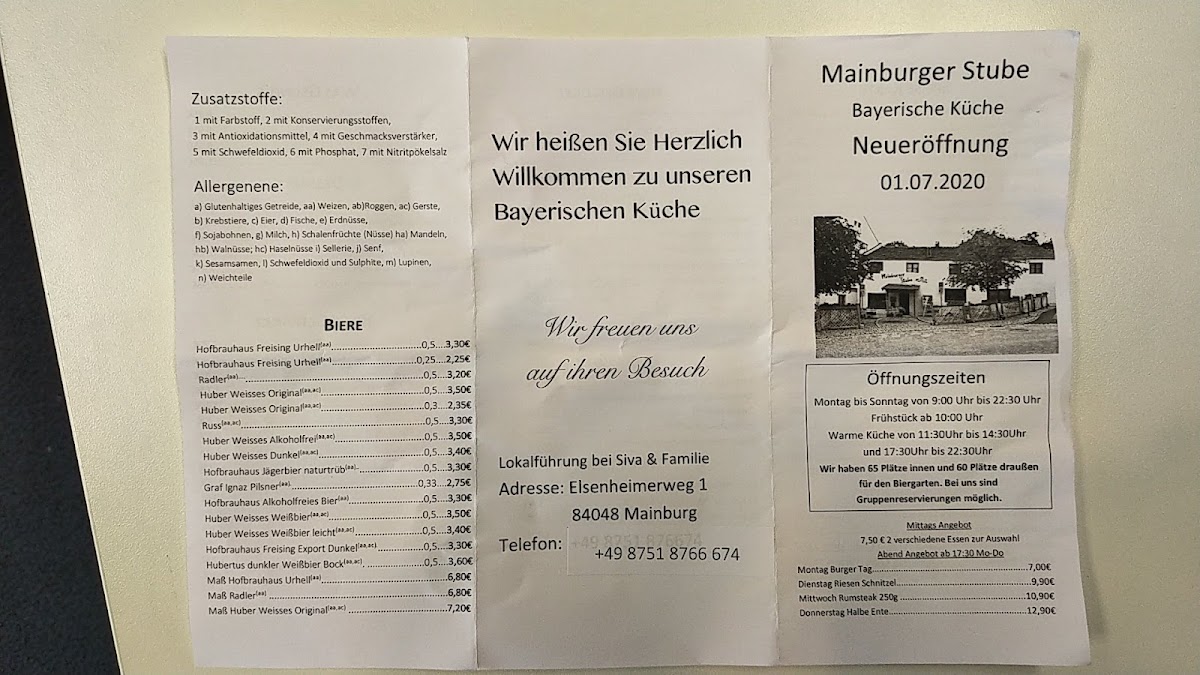 Mainburger Stube Menu 4