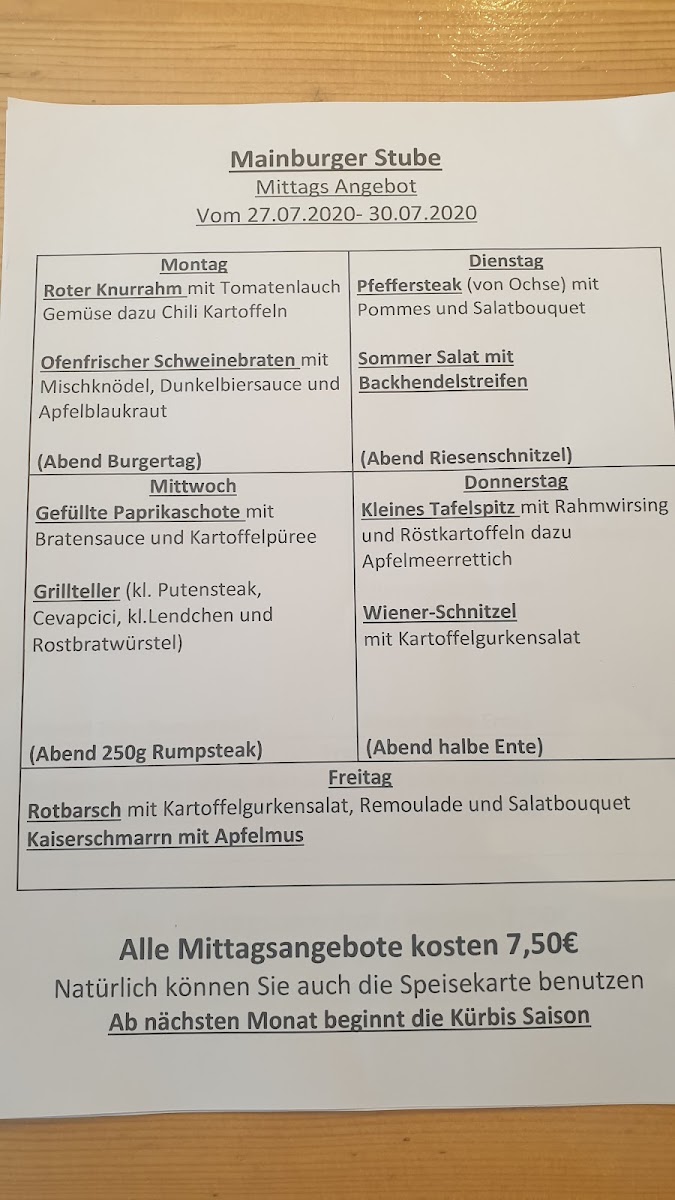 Mainburger Stube Menu 8