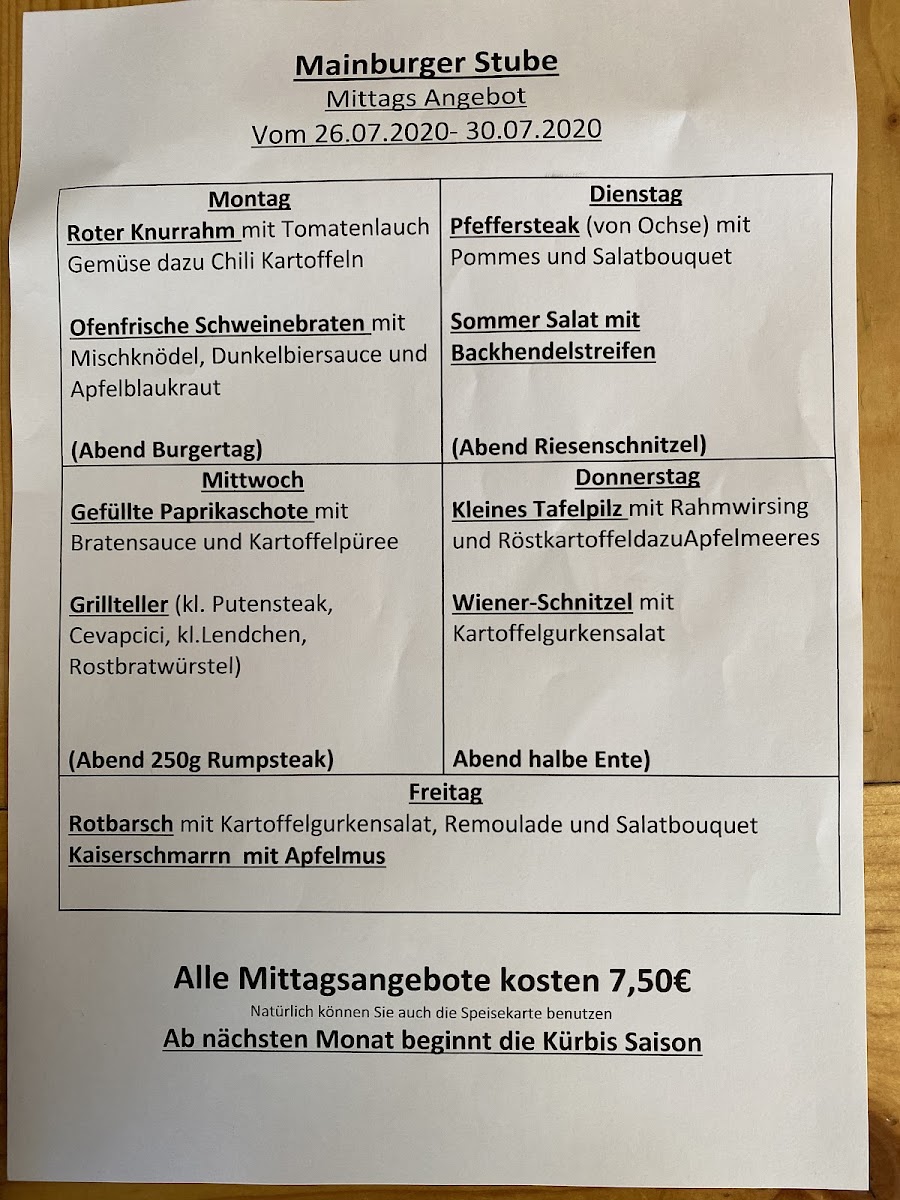 Mainburger Stube Menu 9