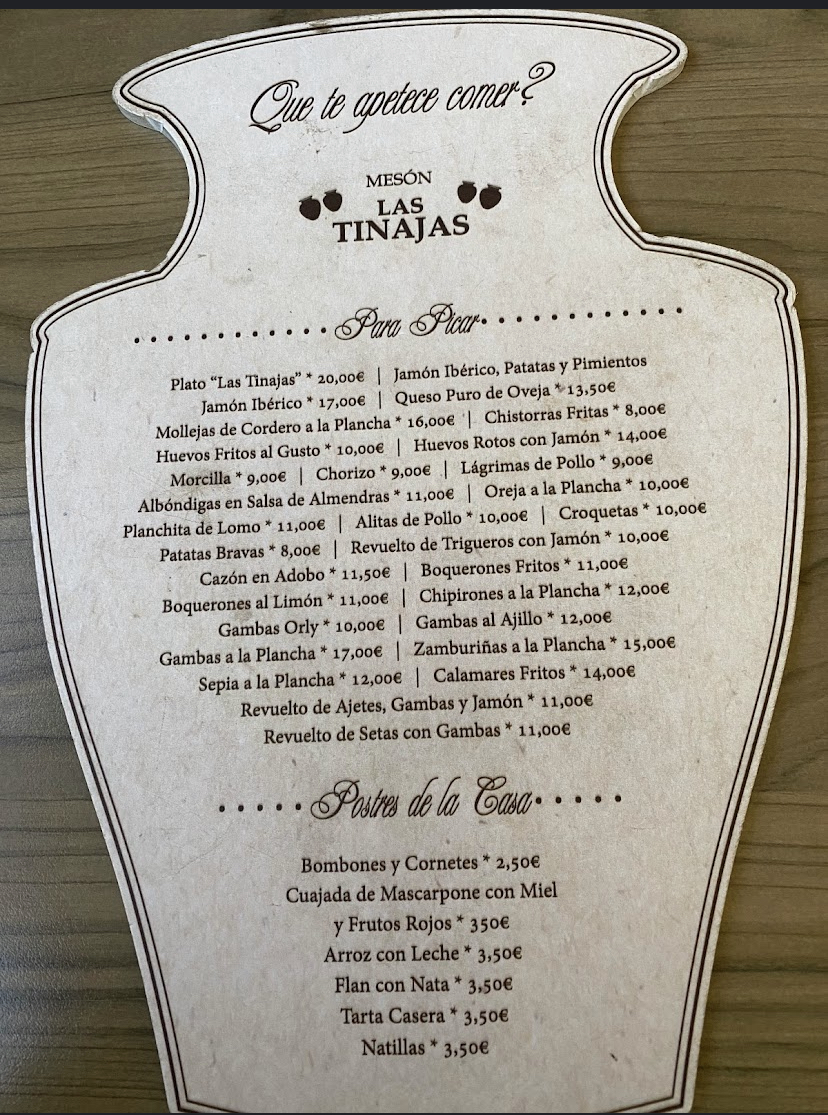Mesón Las Tinajas Menu 4