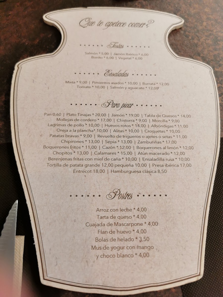 Mesón Las Tinajas Menu 5