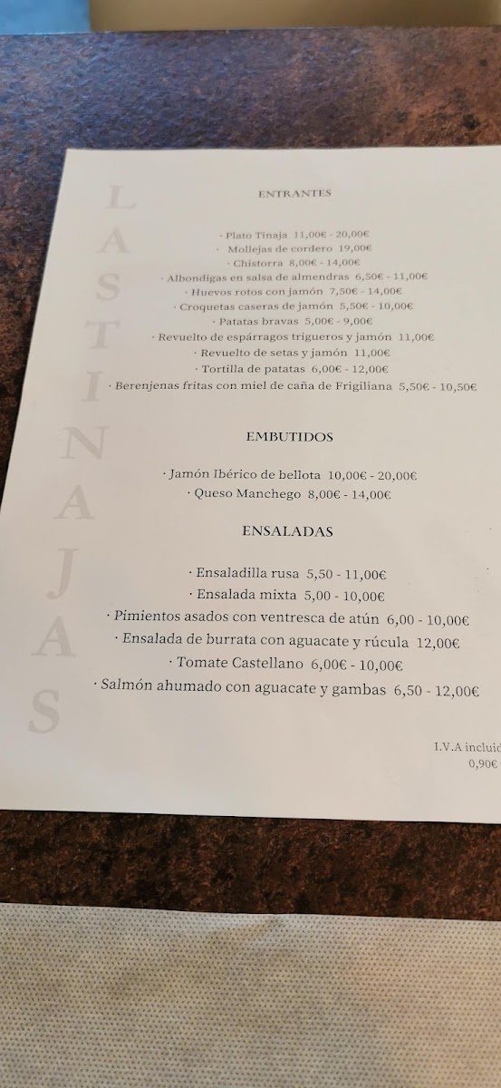 Mesón Las Tinajas Menu 9