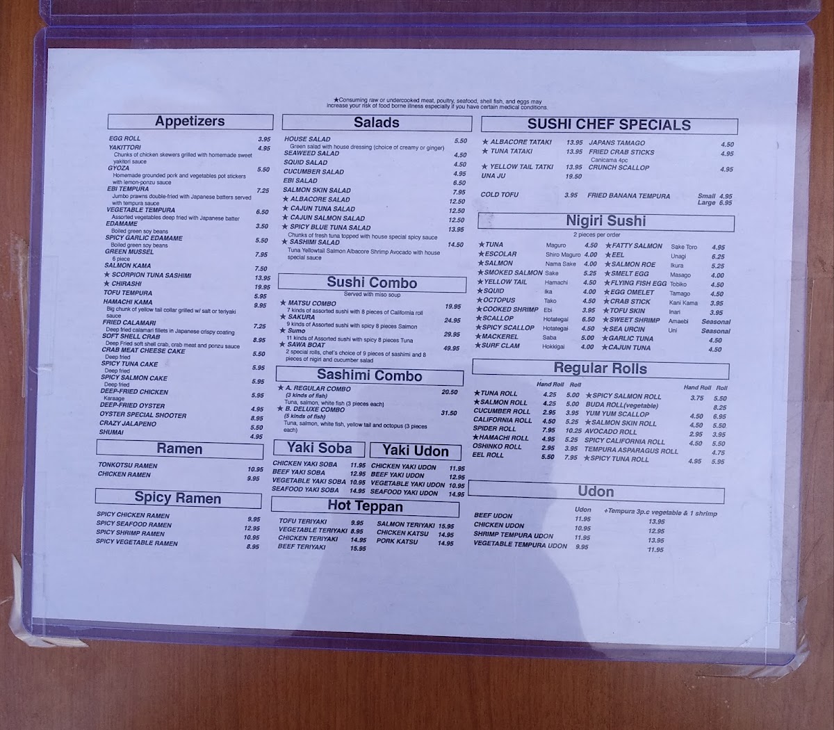 Sawa Sushi Menu 6