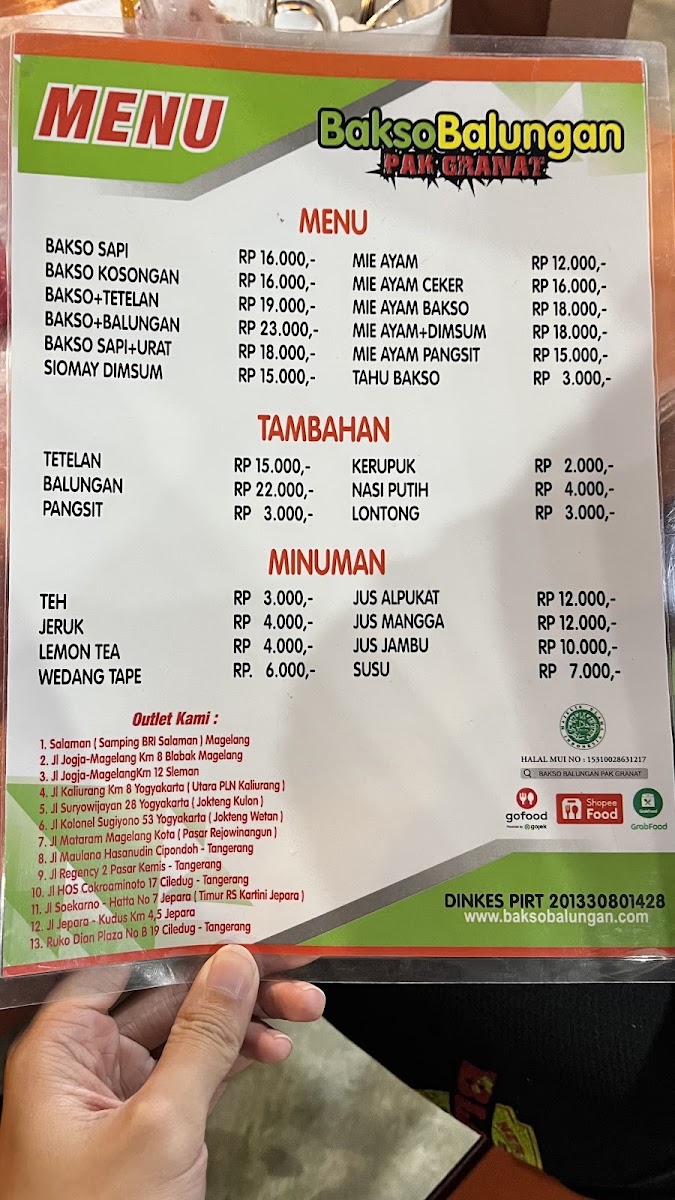 Bakso Balungan Pak Granat Jakal 8 Yogyakarta Menu 5
