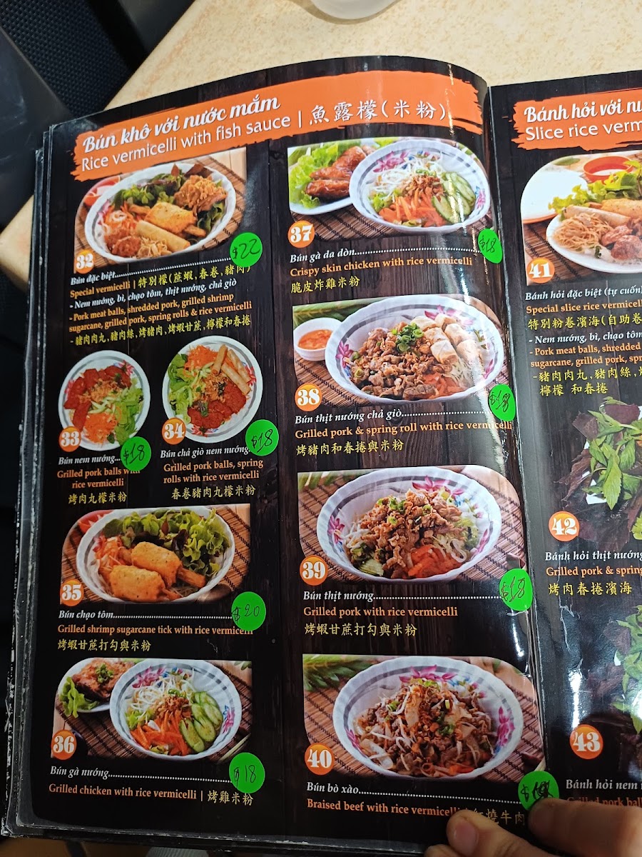 Pho Song Huong Menu 9