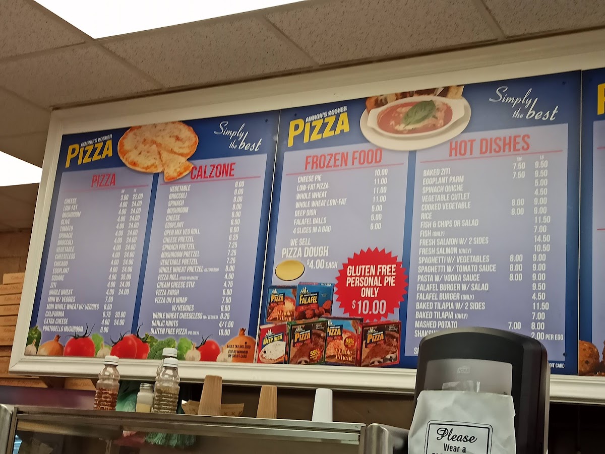 Amnon's Kosher Pizza Menu 1
