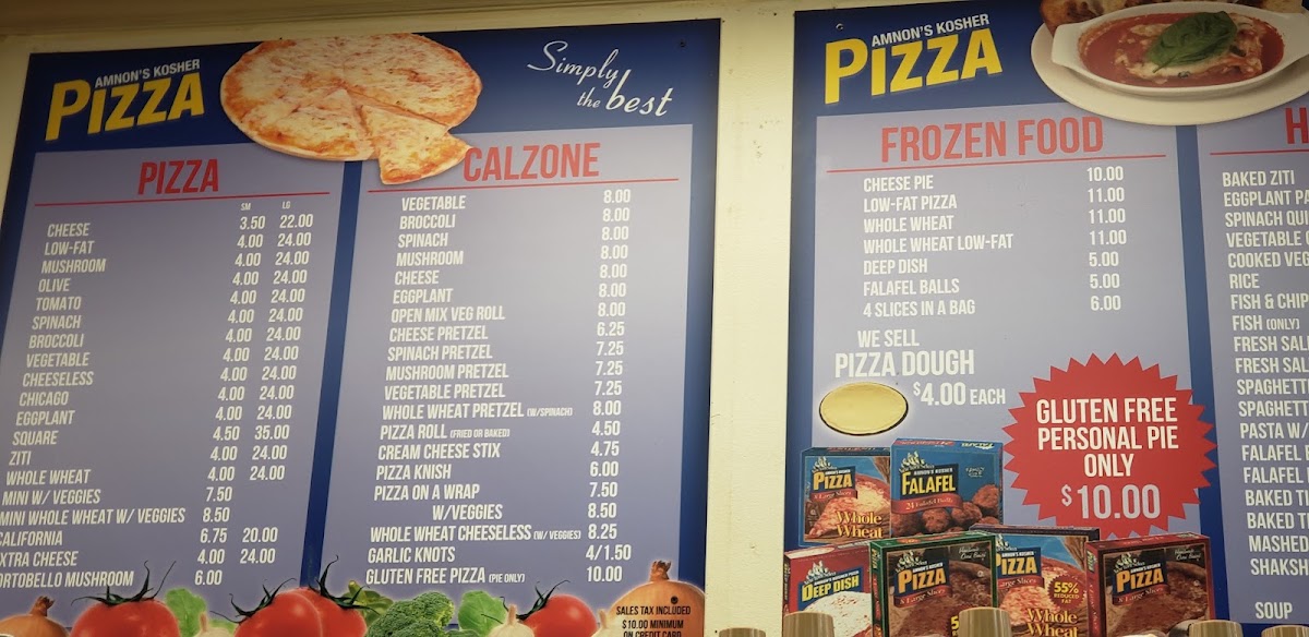 Amnon's Kosher Pizza Menu 9
