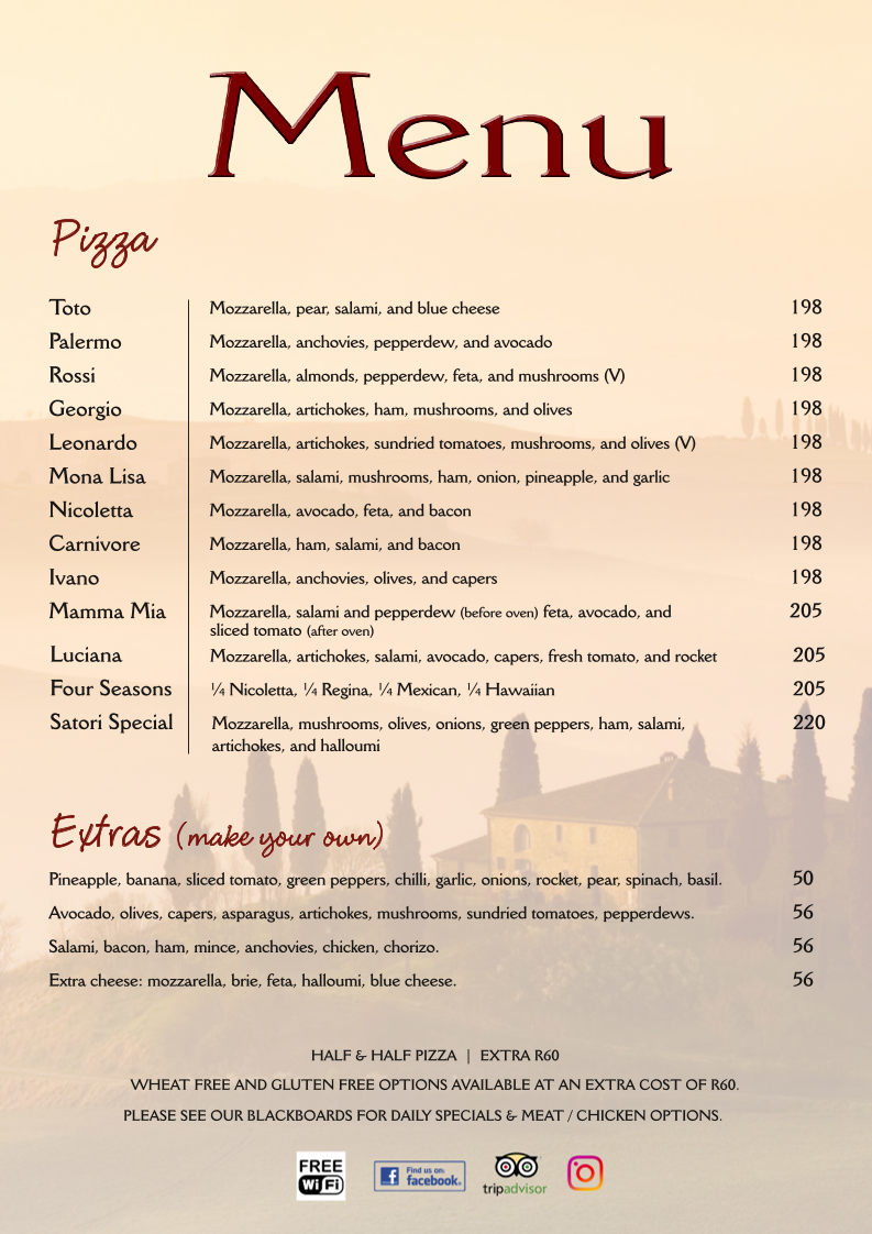Satori Kalk Bay Menu 10