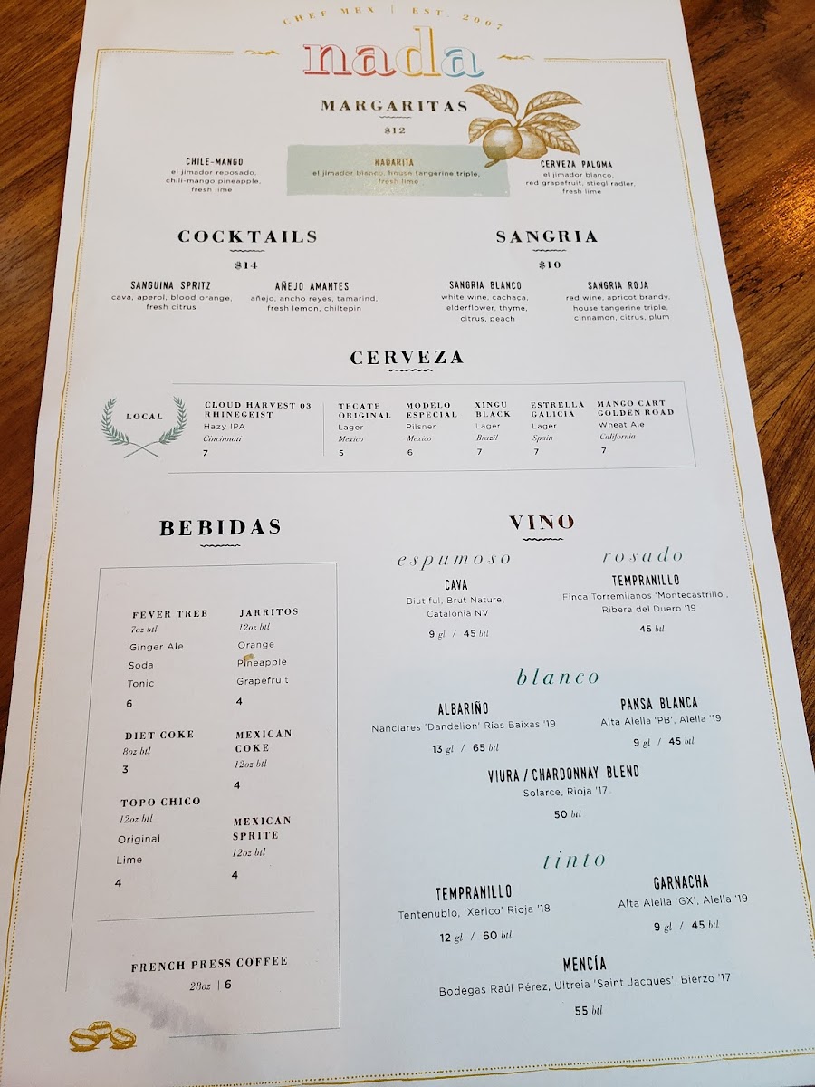 Nada Menu 7