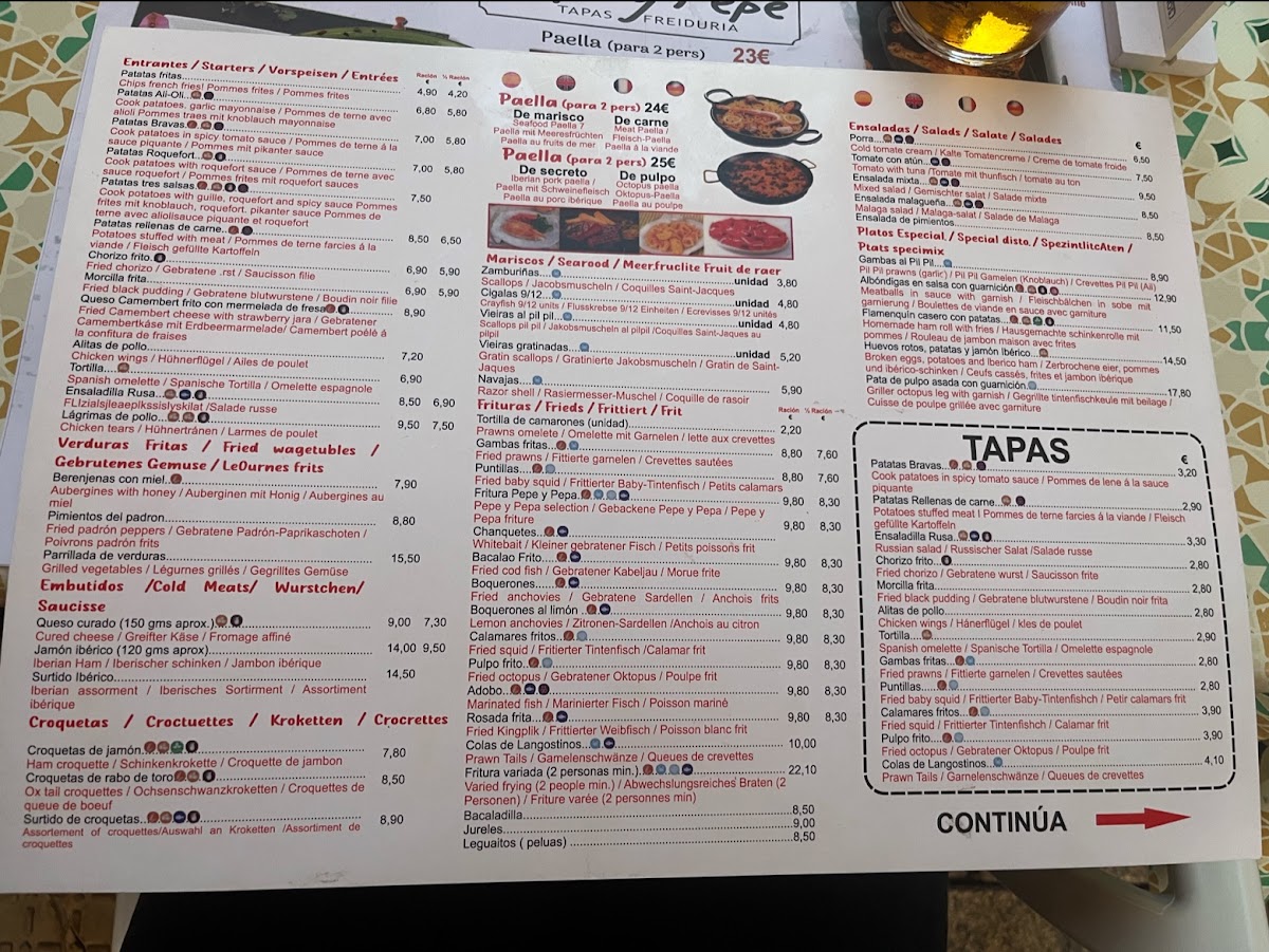 Pepa y Pepe Menu 9