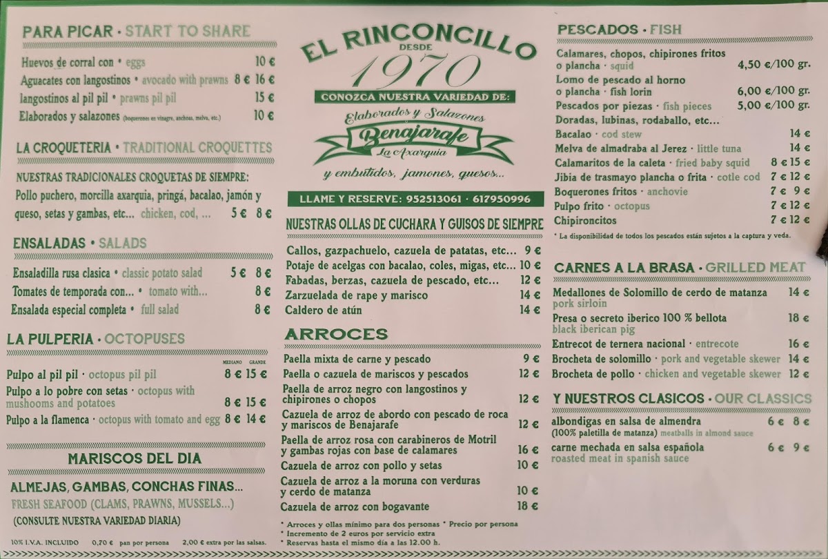 Restaurante El Rinconcillo Menu 2