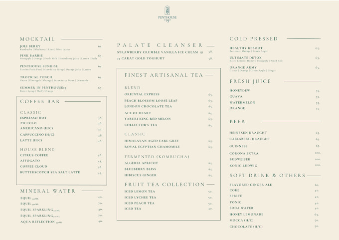Penthouse on 19th Menu 1