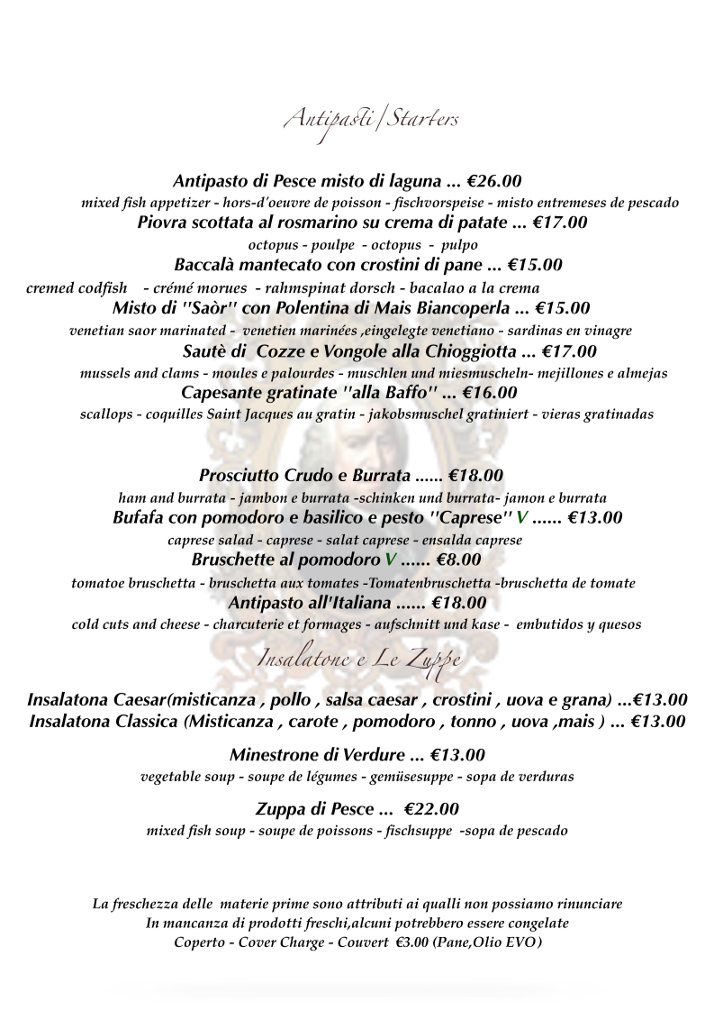 Taverna da Baffo – Ristorante Veneziano Menu 2