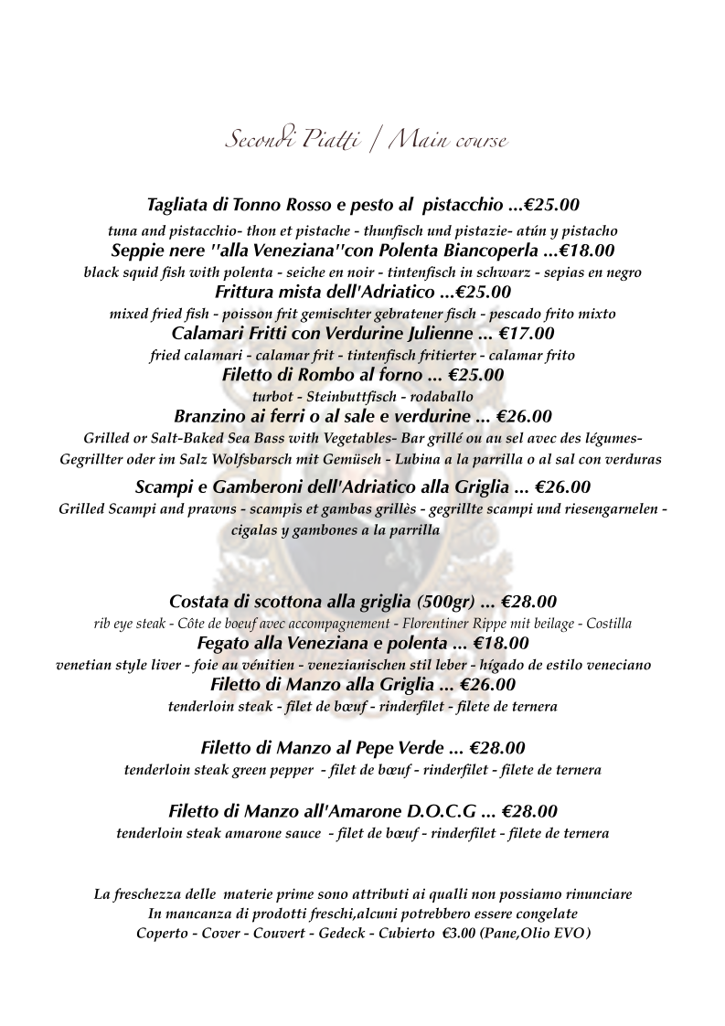 Taverna da Baffo – Ristorante Veneziano Menu 3
