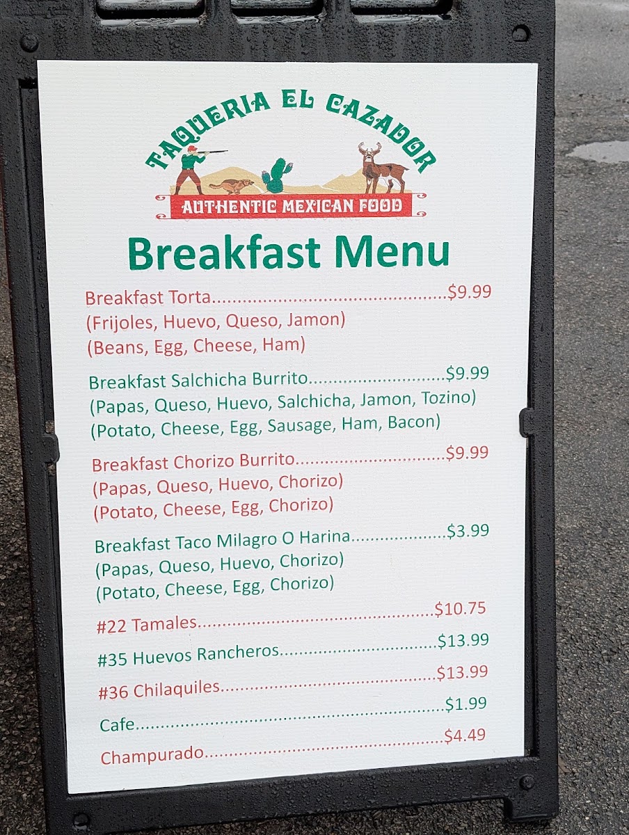 Taqueria El Cazador Menu 1