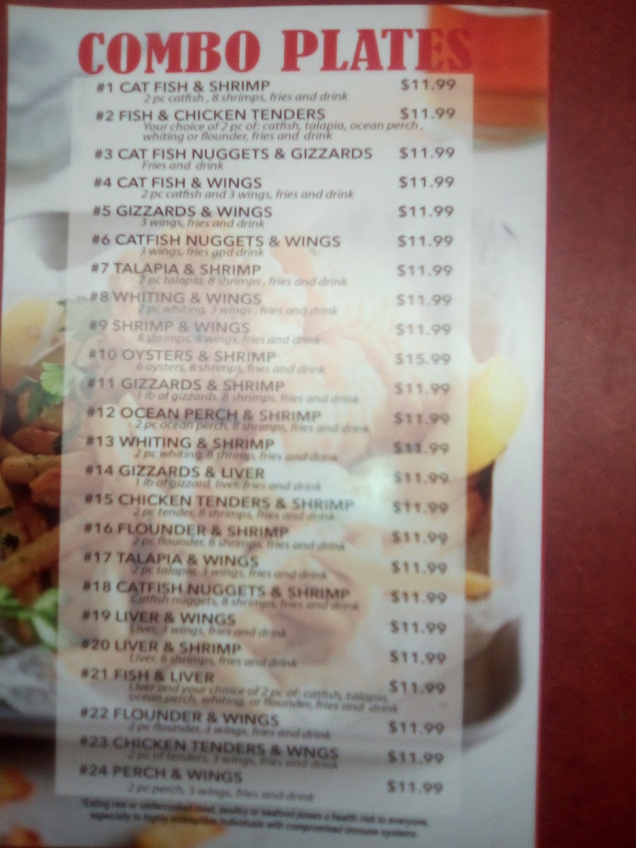 Snappers Seafood & Chicken Menu 2