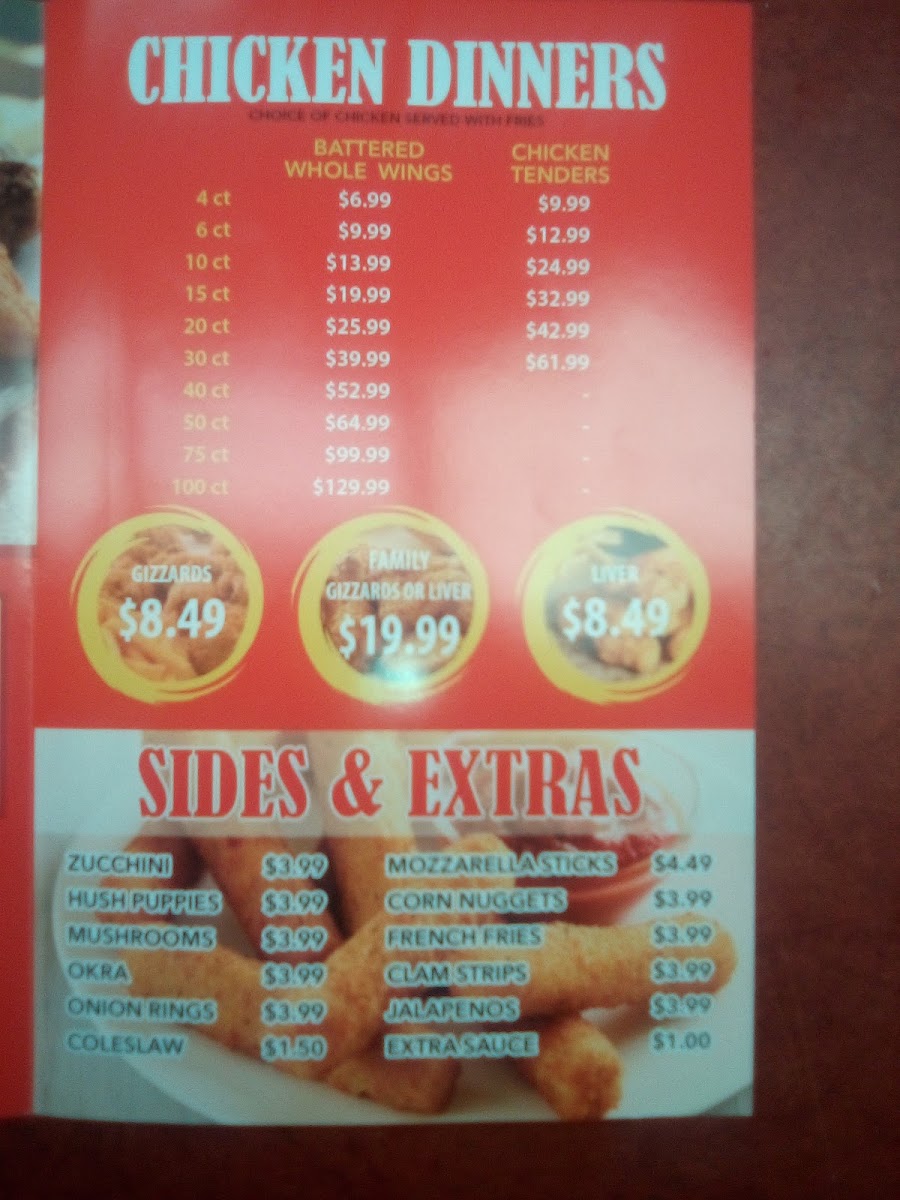 Snappers Seafood & Chicken Menu 3